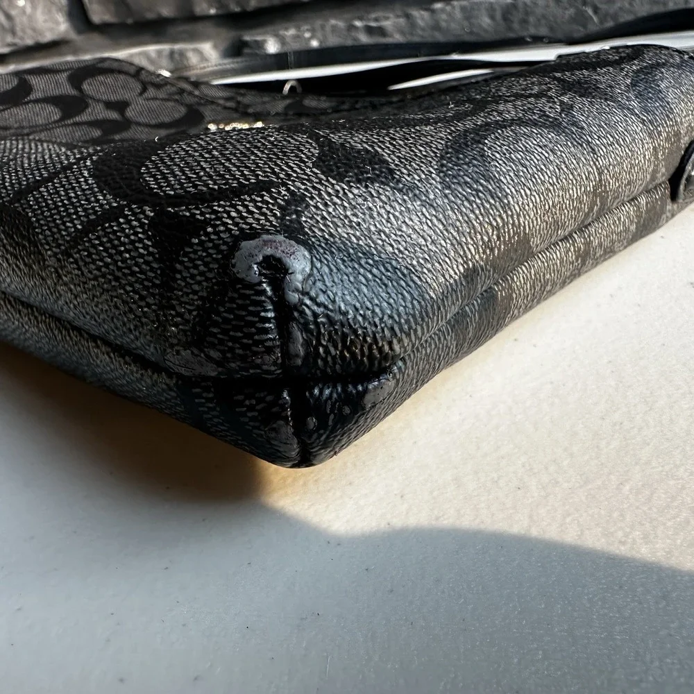 Coach Signature East West Pop Up Crossbody Bag Purse Black & Gray - GUC